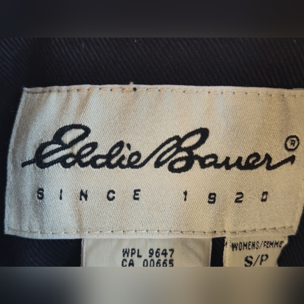 Eddie Bauer Women's Black Double Breasted Lightweight Denim Pea Coat | Small - Picture 3 of 6